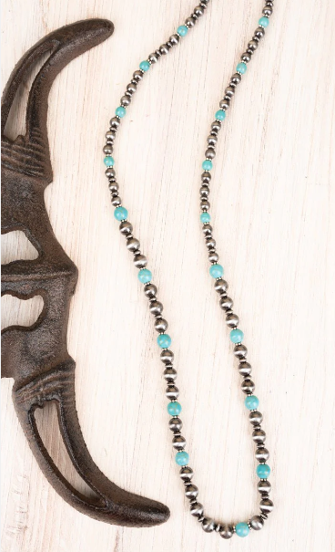 JUNCTION CITY TURQUOISE AND SILVERTONE NECKLACE